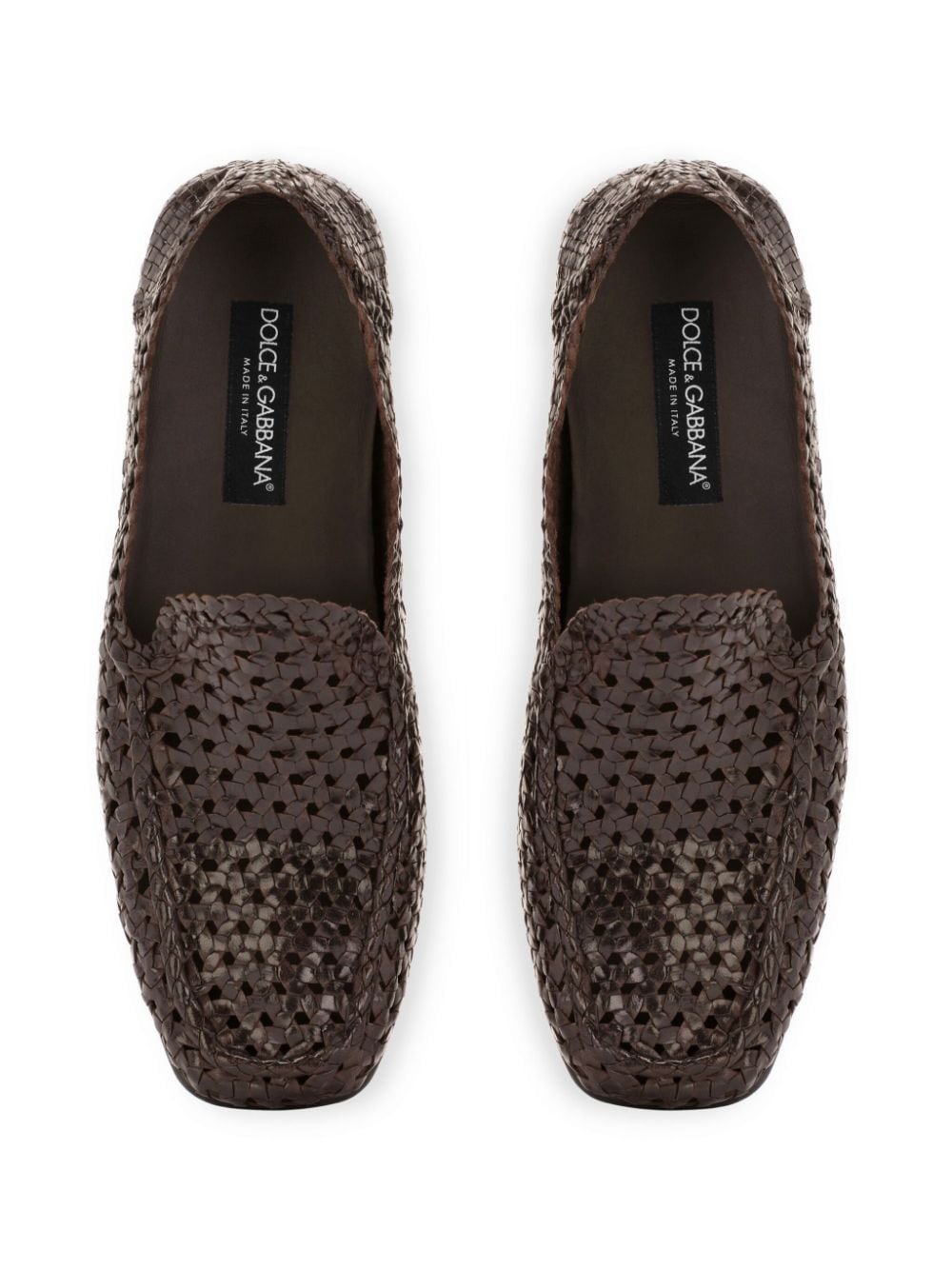 interwoven leather loafers - 4