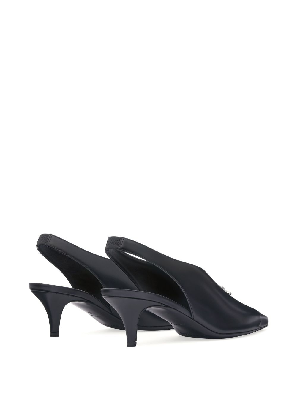 leather slingbacks with logo plaque - 3