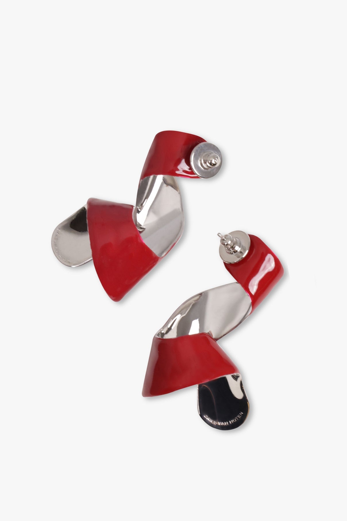 WAVE STUD EARRINGS | RED/SILVER - 2
