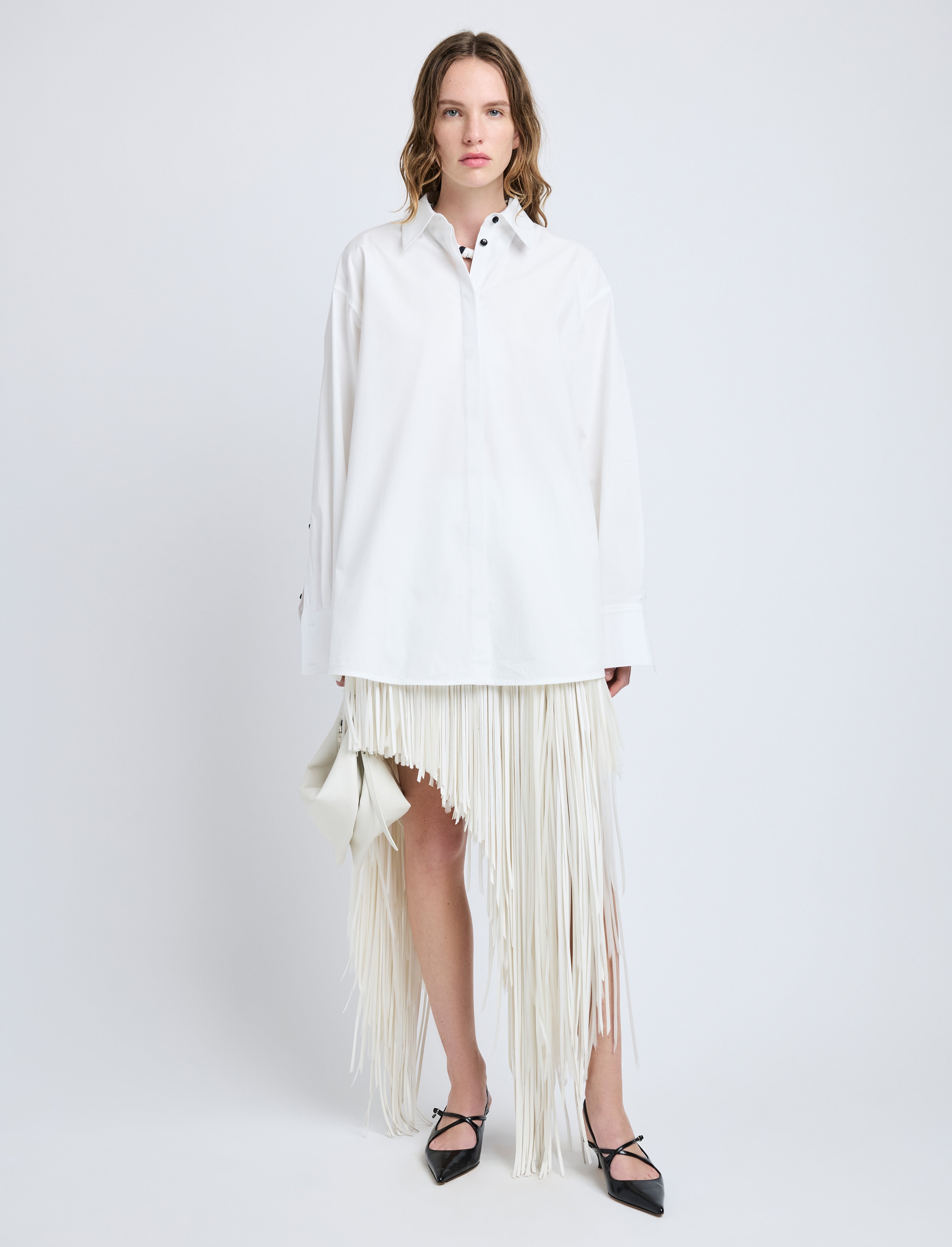 Phia Skirt in Leather Silk Fringe - 2