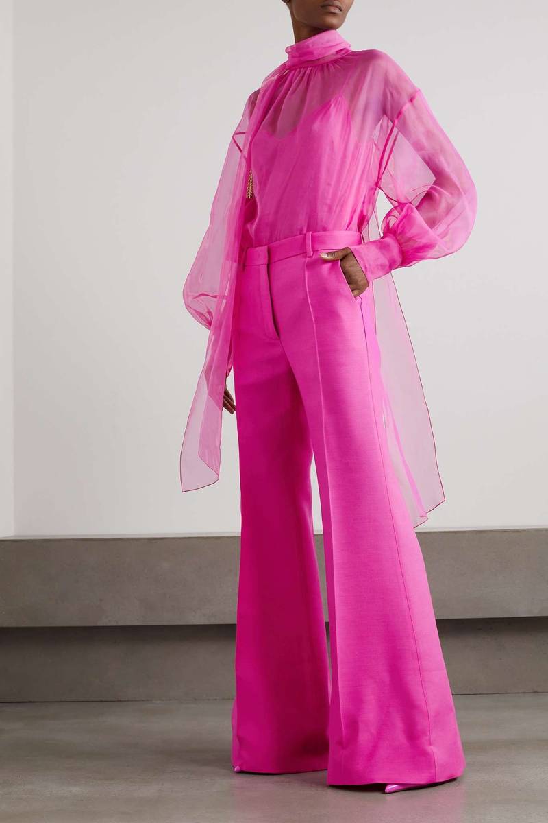 Valentino Wool and silk-blend crepe wide-leg pants outlook