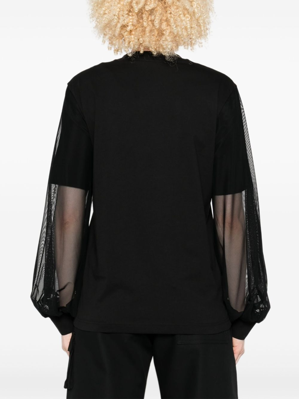 mesh-insert long-sleeve sweatshirt - 4