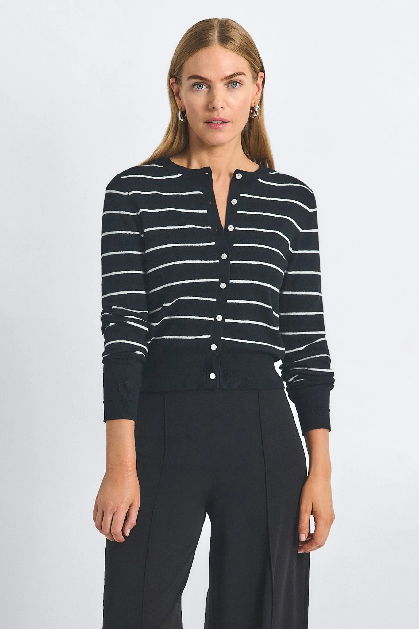 THIBEAUT PLAITED STRIPE CARDIGAN - 1