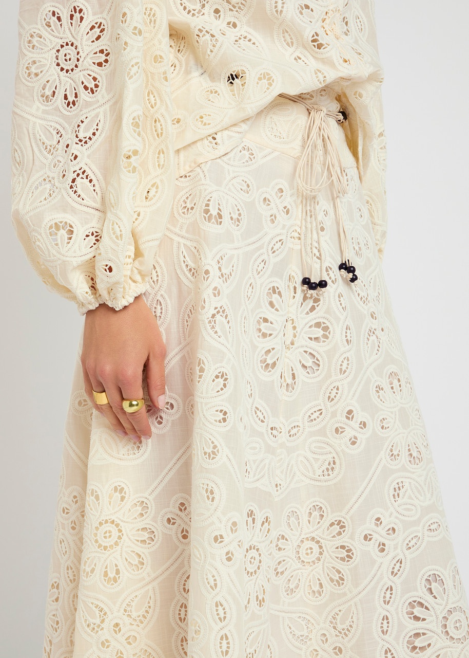 Zimmermann Rhiannon Embroidered Cotton Midi Skirt - 5