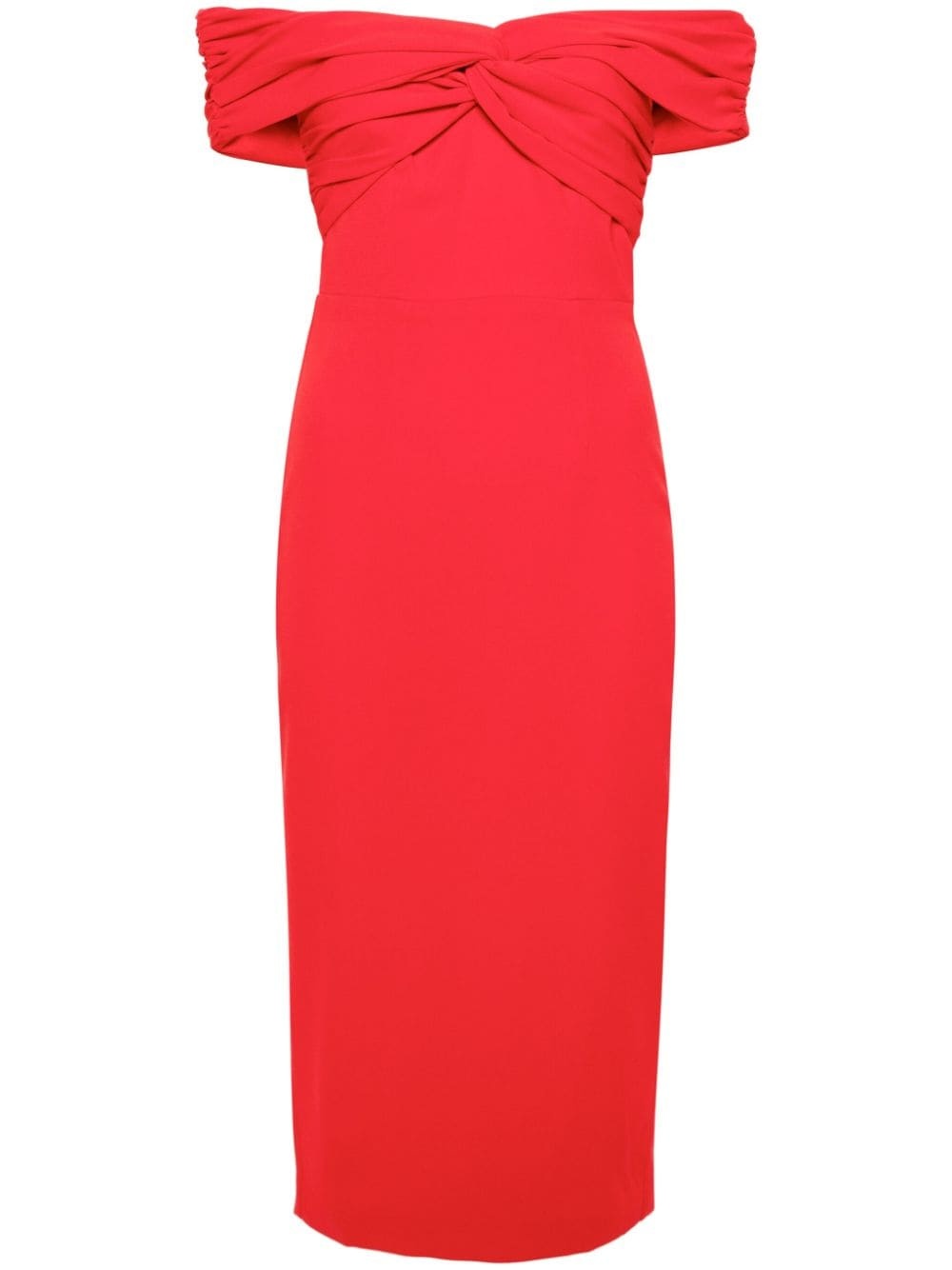 off-shoulder crepe midi dress - 1