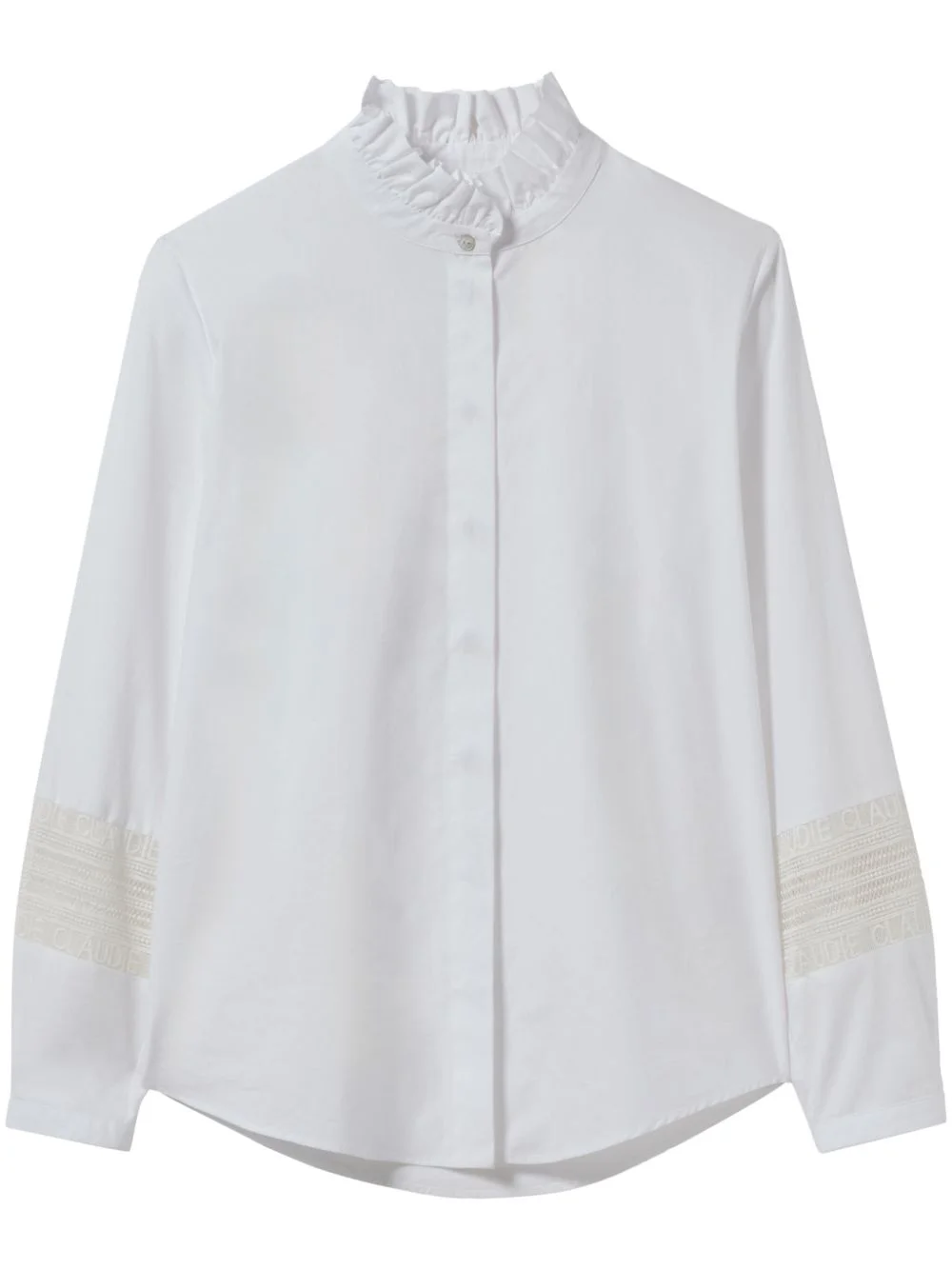 frill-collar cotton T-shirt - 1