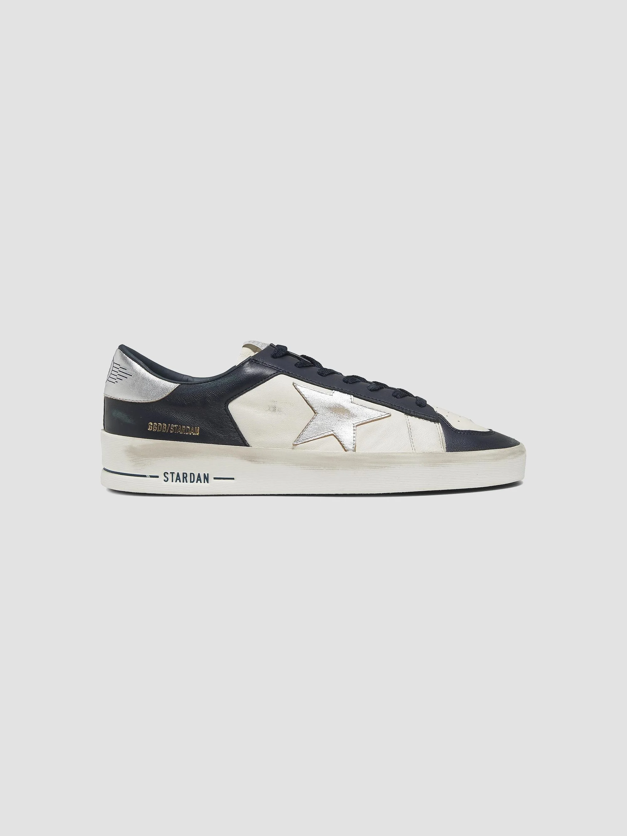 Men's Stardan Leather Low-Top Sneakers - Optic White Navy Silver - 1