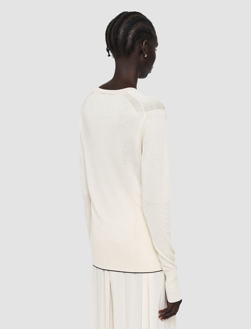 Refined Cotton Silk V Neck Jumper 4