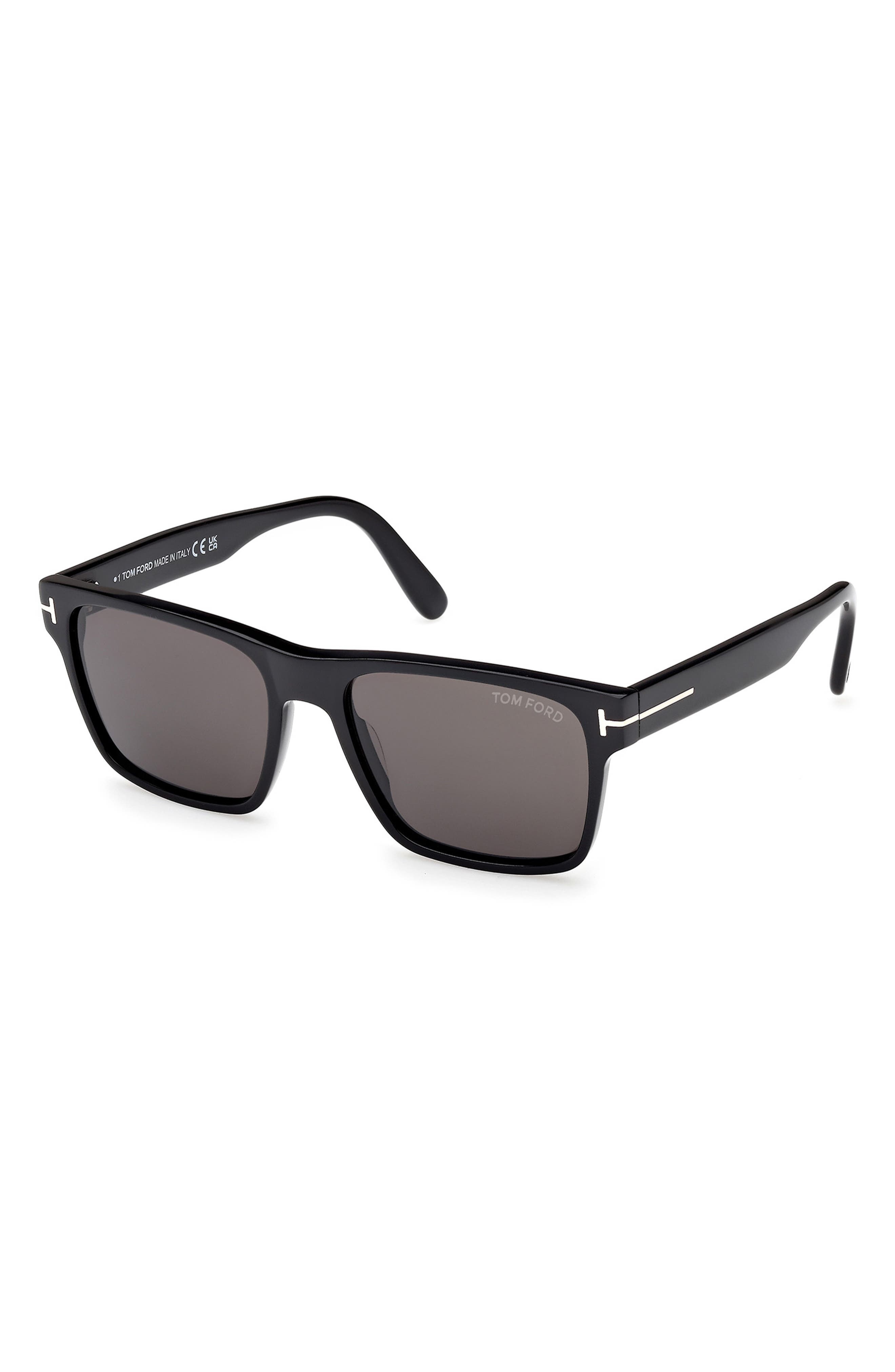TOM FORD Calder 55mm Square Sunglasses in Shiny Black Eco /Smoke Lenses at Nordstrom - 2