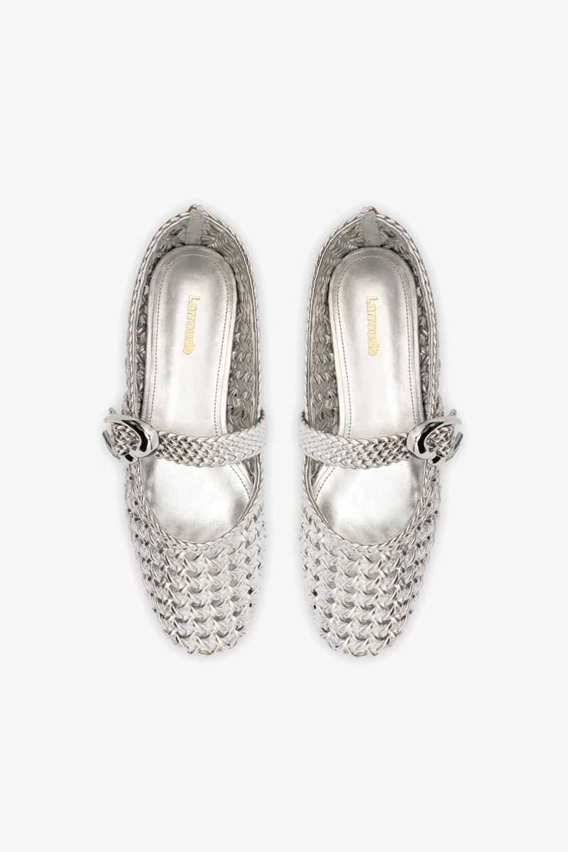 Verona Macrame Ballet Flat In SIlver Metallic Leather 7