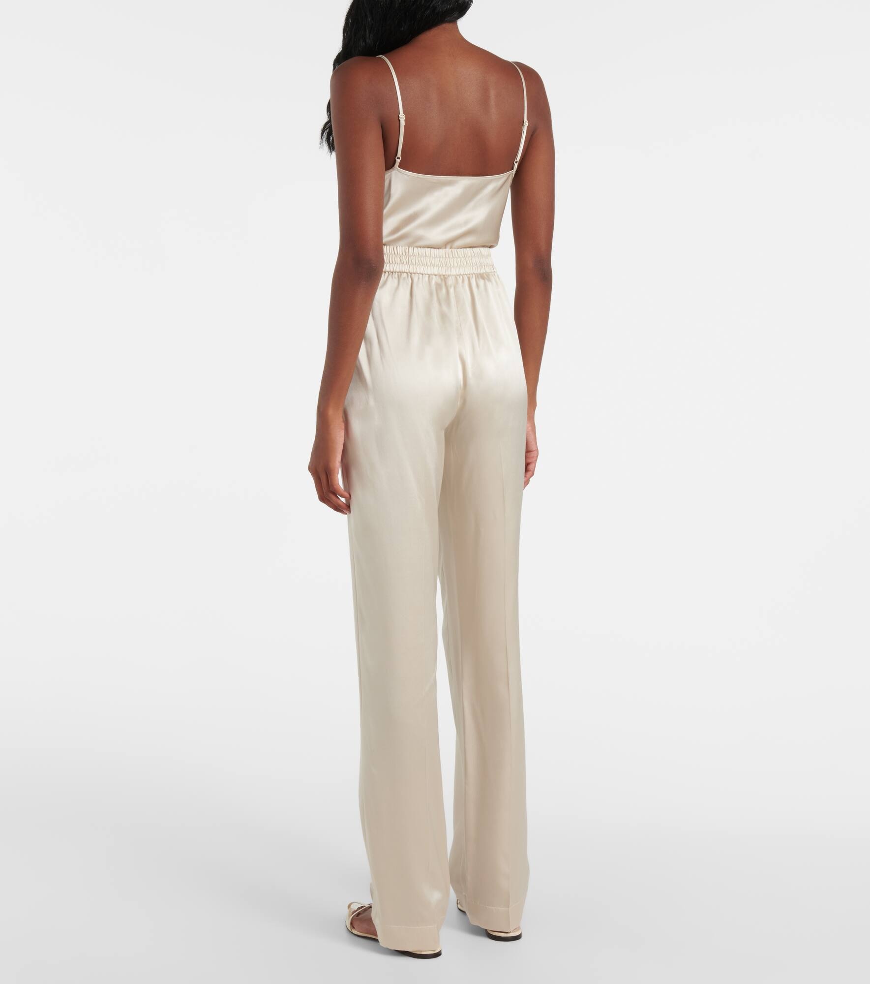 Tova mid-rise silk satin straight pants - 3