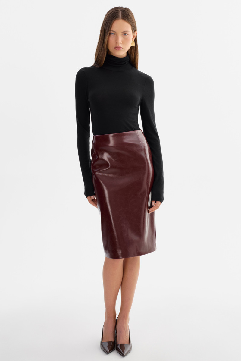 GEORGIA | Faux Patent Leather Pencil Skirt 1