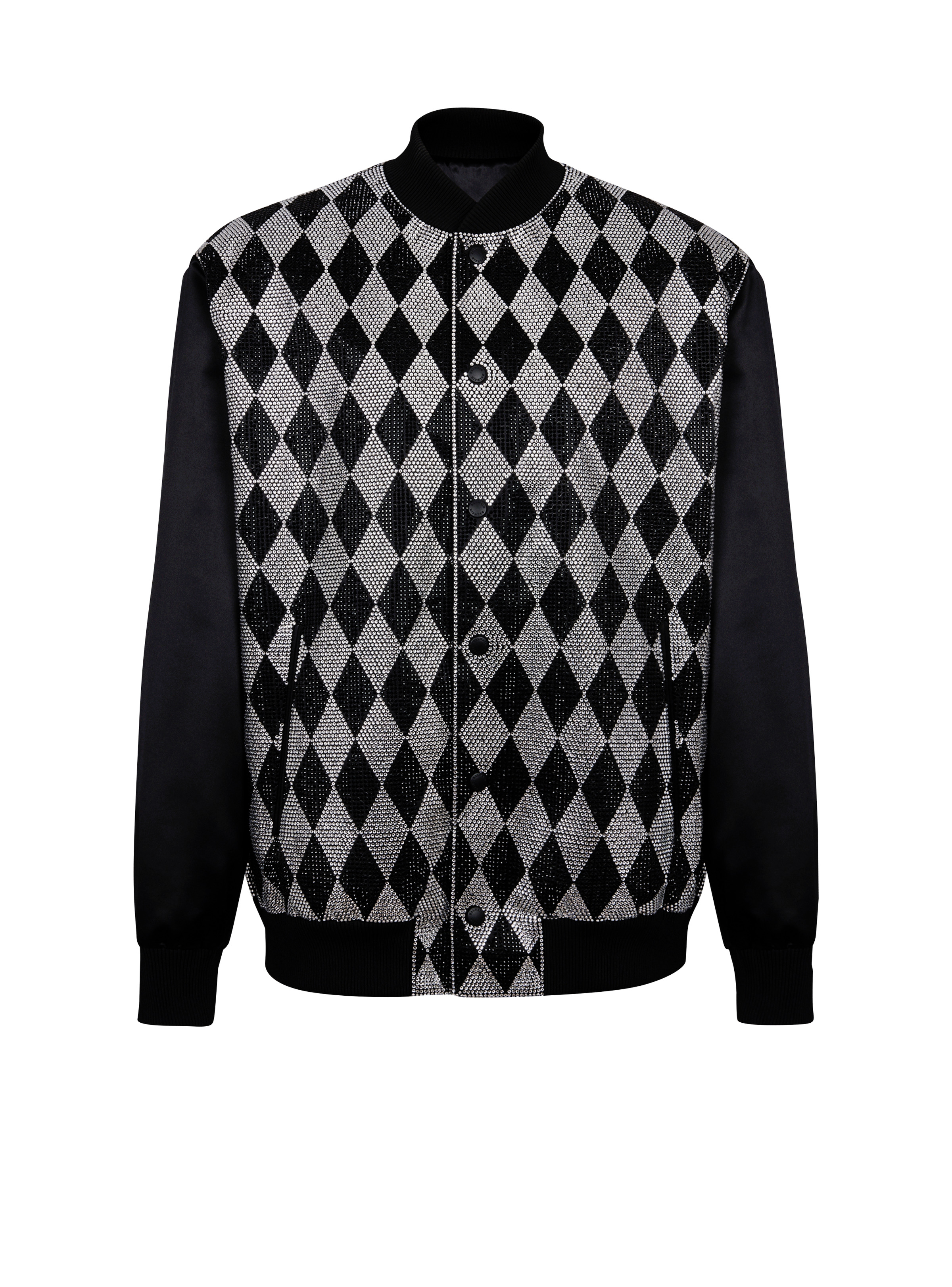 Diamond satin bomber jacket with rhinestones - 1