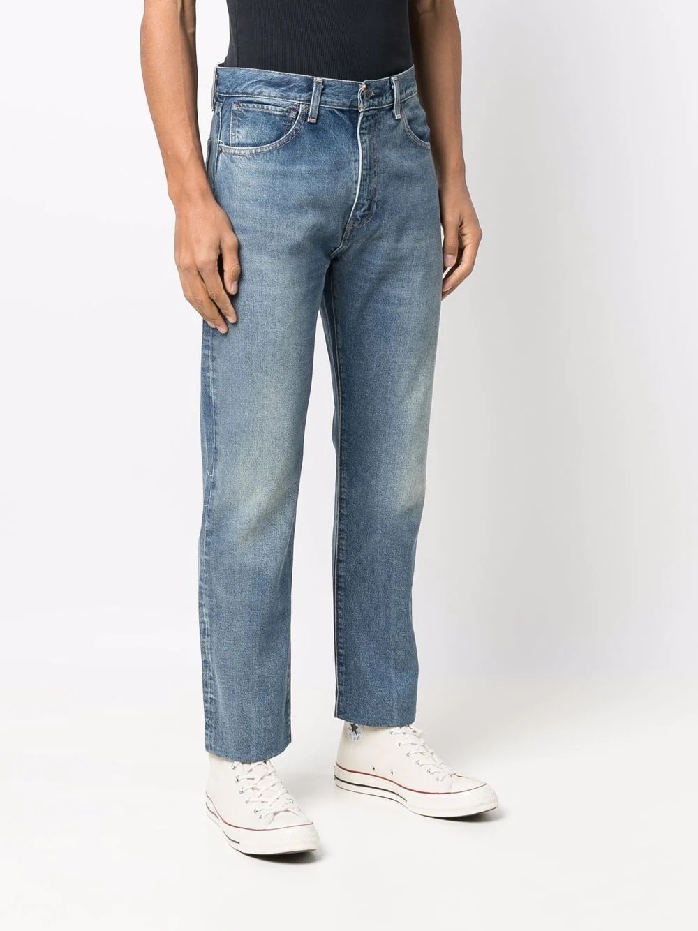 stonewashed straight-leg jeans - 3