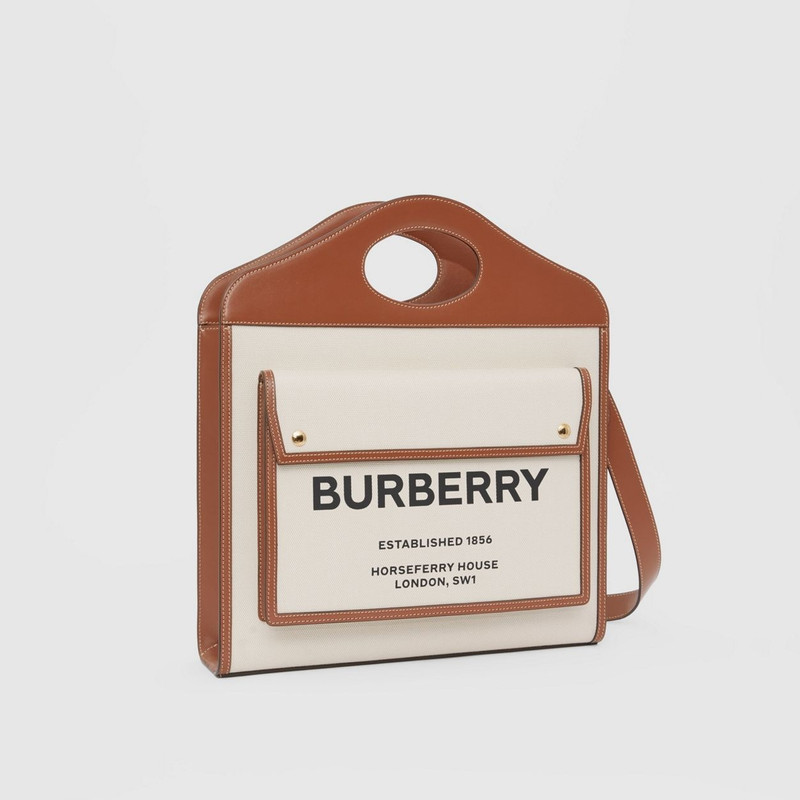 Medium Two-tone Canvas and Leather Pocket Bag 5