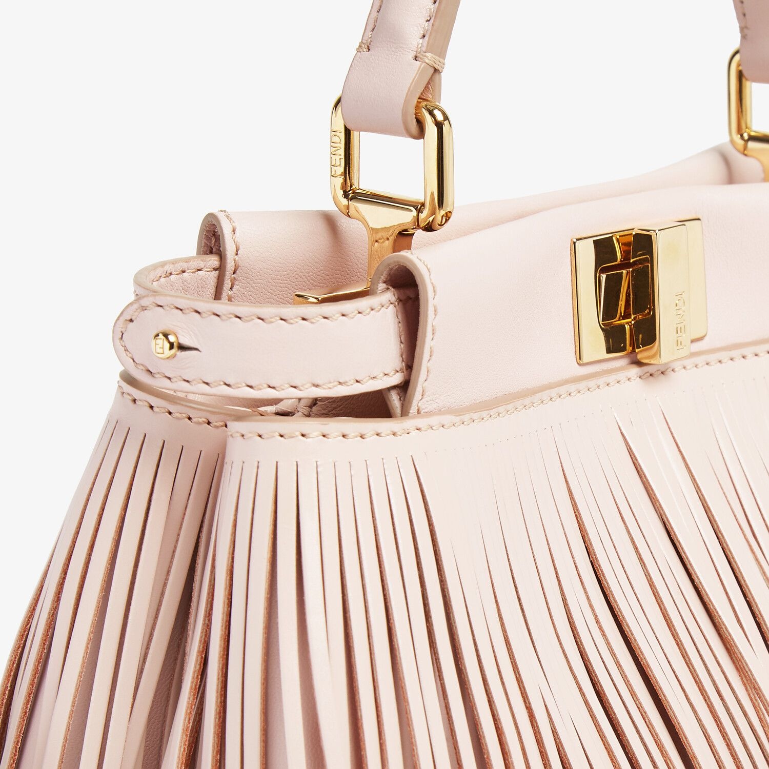 Pink leather bag with fringes - 5