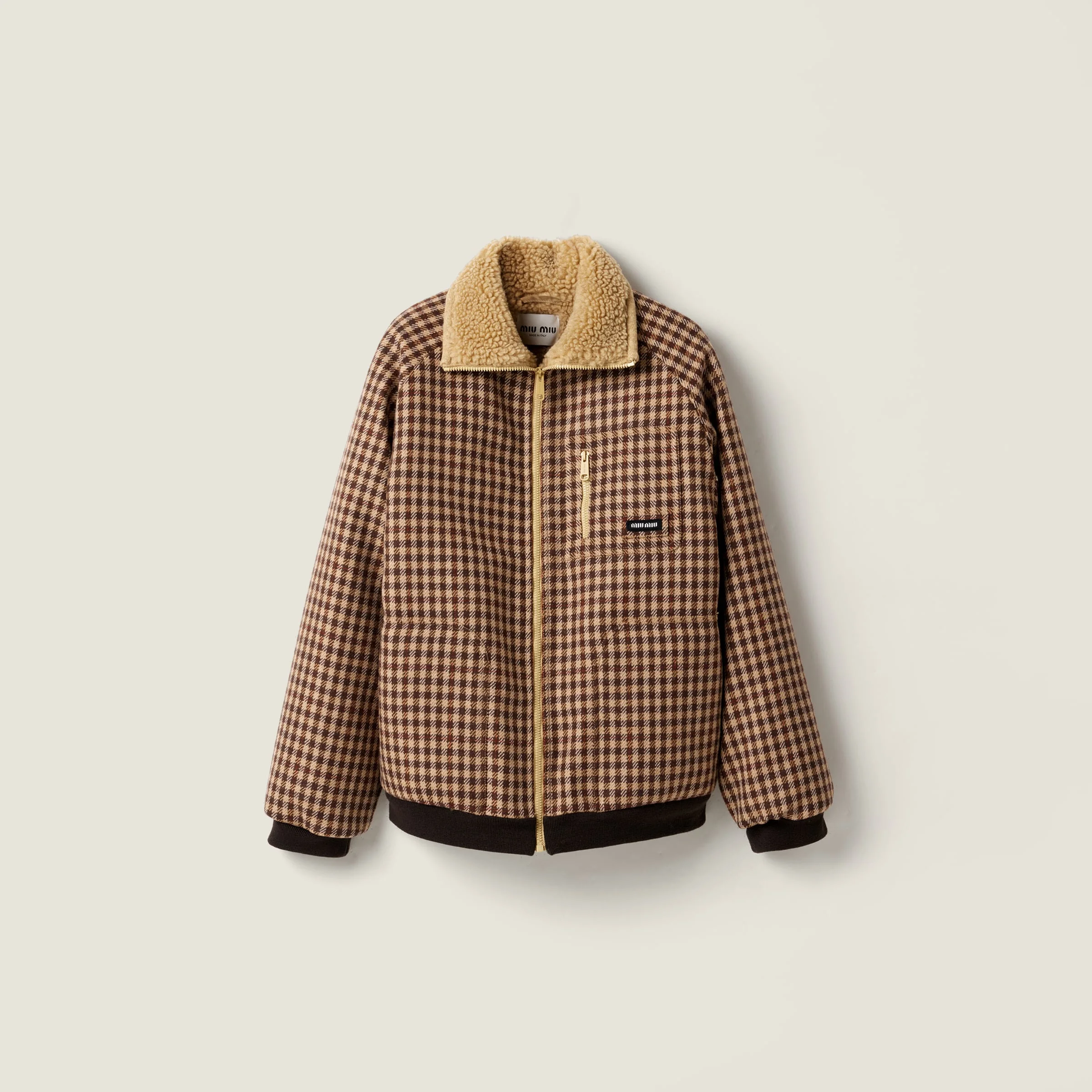 Fleece-lined checked blouson jacket - 1