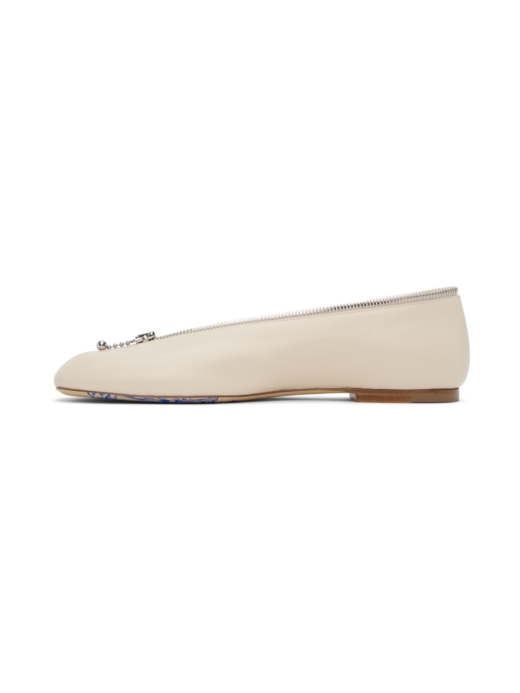Off-White Leather Sadler Zip Ballerina Flats - 3