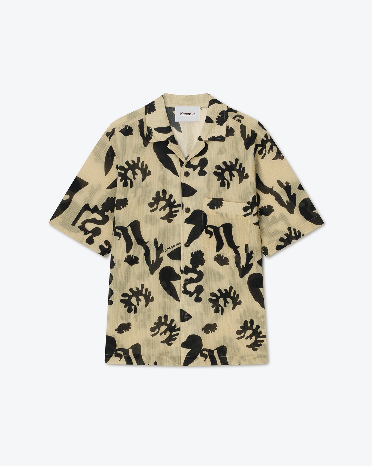 BODIL - Printed organza shirt - Off black - 1