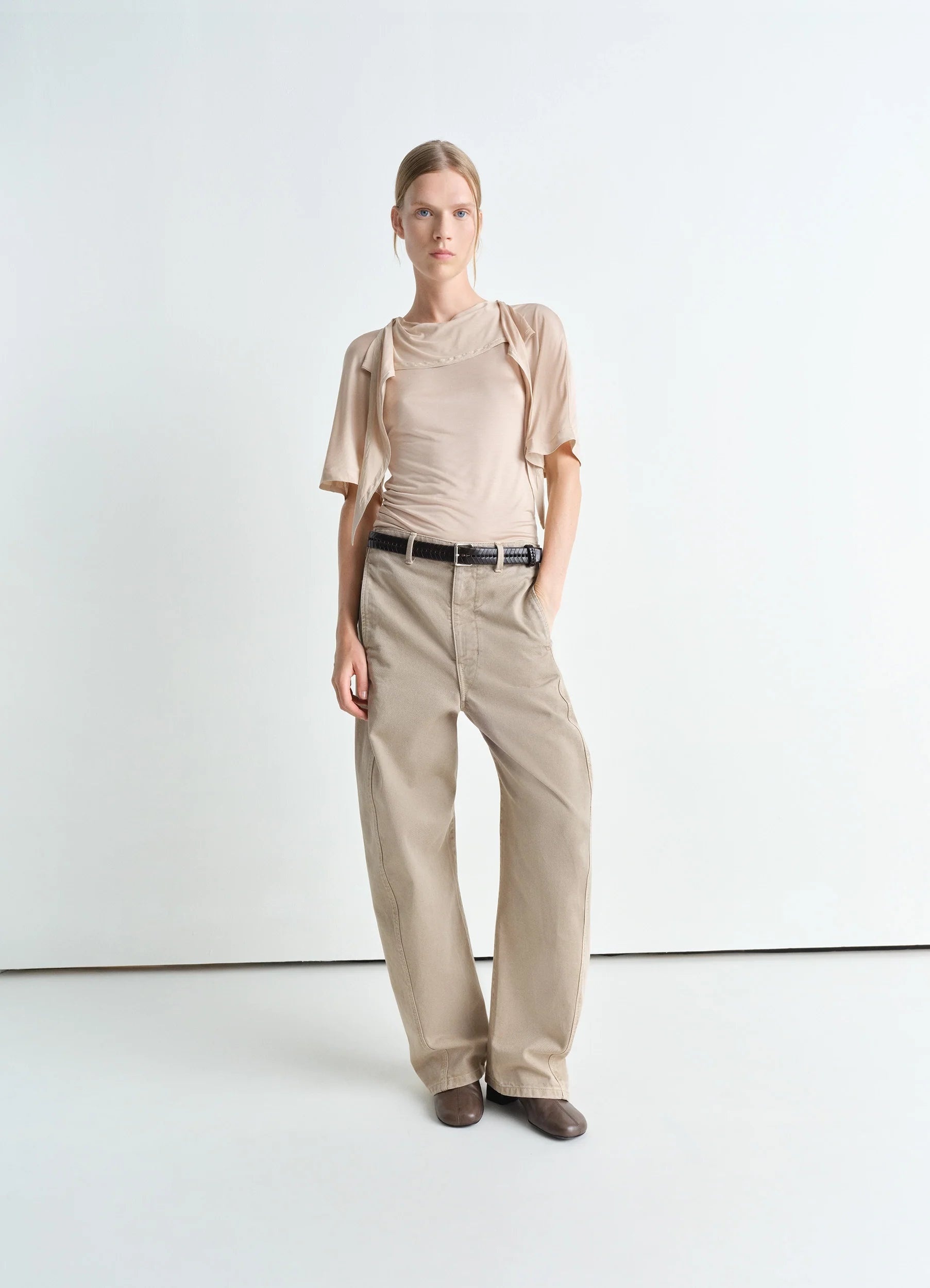SHORT SLEEVE FOULARD TOP - 6