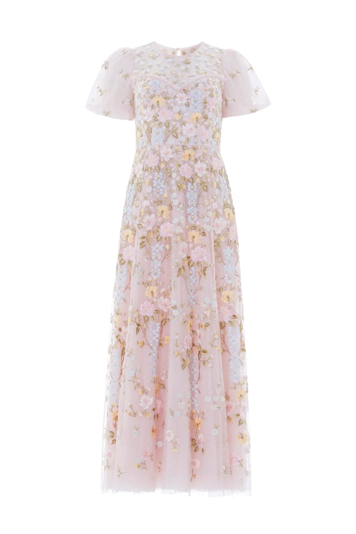 Garden Rose Short Sleeve Ankle Gown - 1