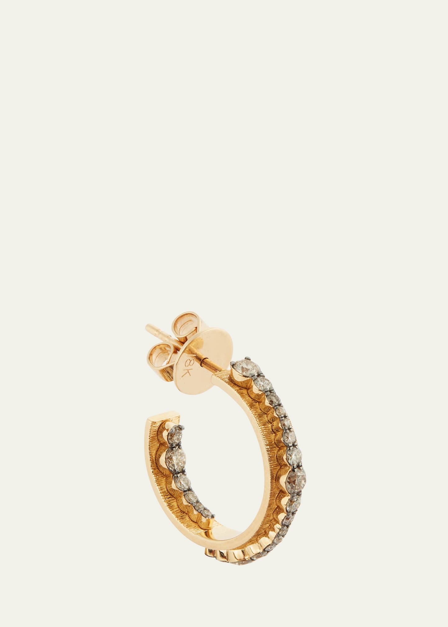 Inside Out Champagne Diamond Ripple Hoop Earrings in 18K Yellow Gold - 2