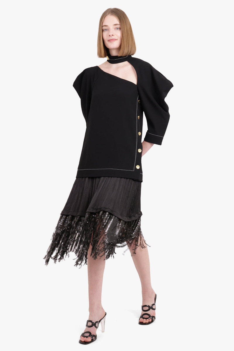 rabanne RUCHED ASYMMETRIC SKIRT | BLACK outlook