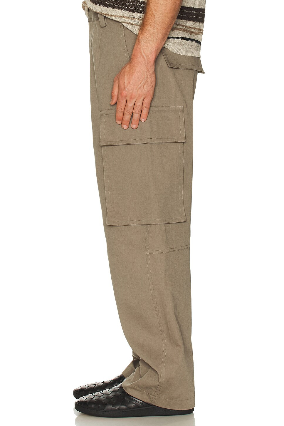 Washed Irregular Cotton Twill Cargo Trousers - 4