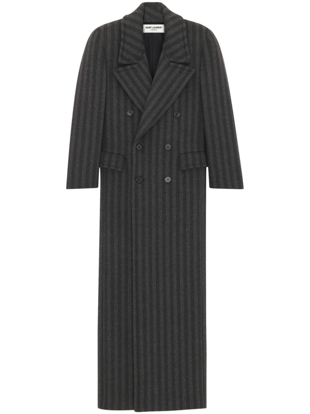 striped virgin wool double-breasted coat - 1