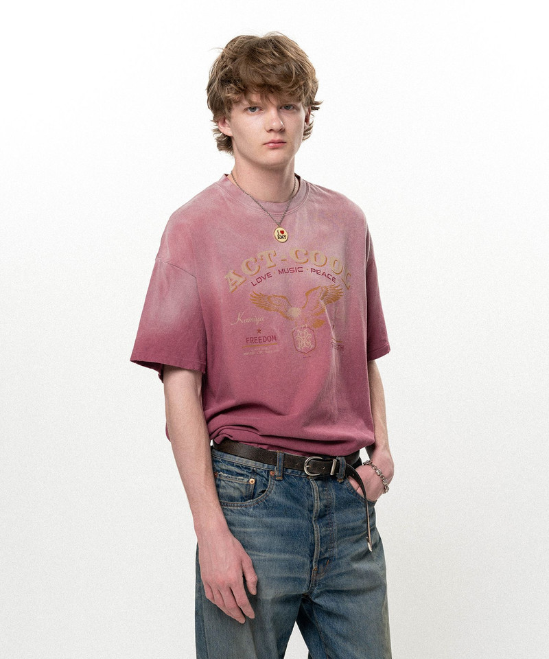 "ACT-COOL Eagle" Distressed T-shirt 3