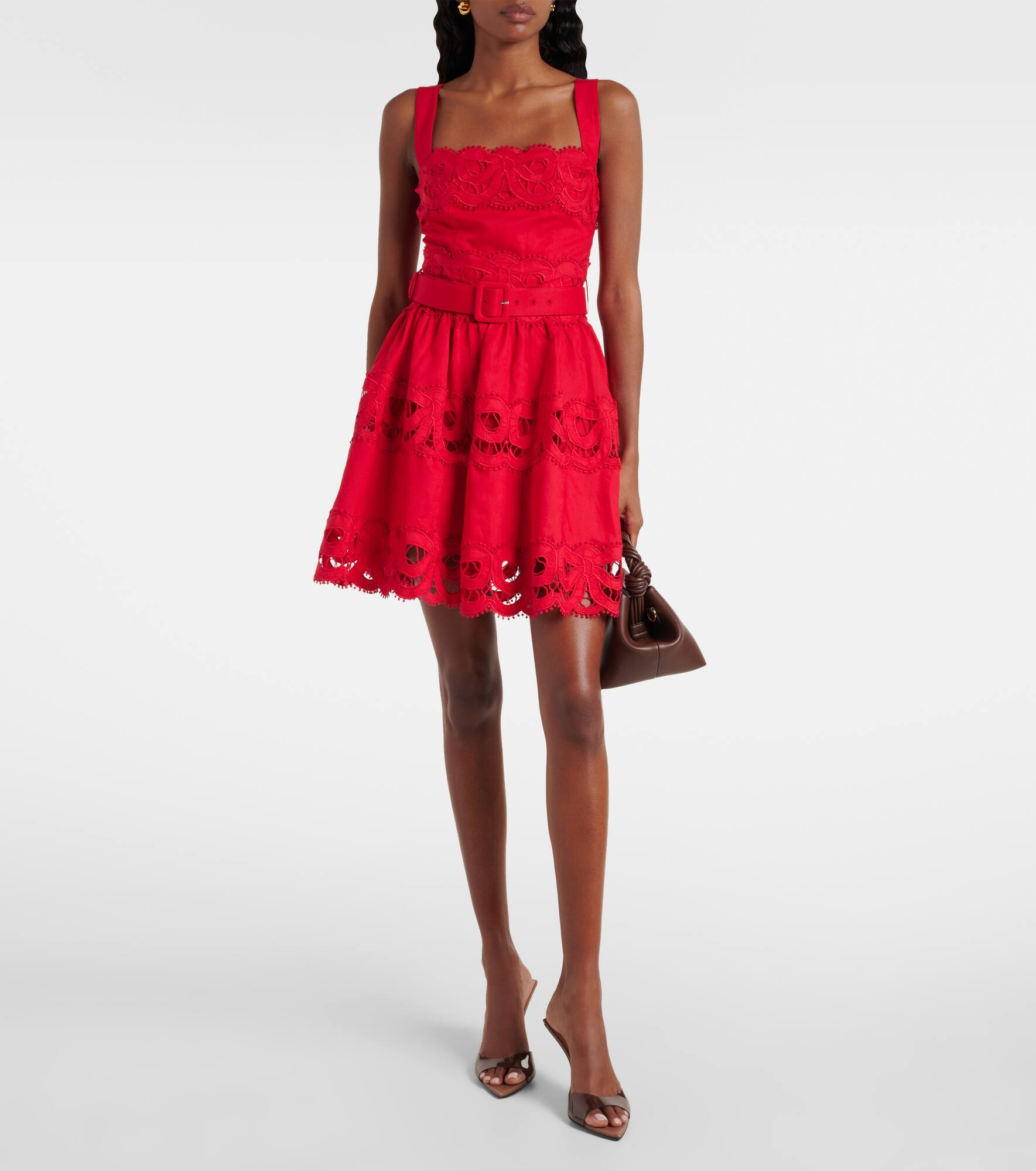 Cutout linen and cotton-blend minidress - 2
