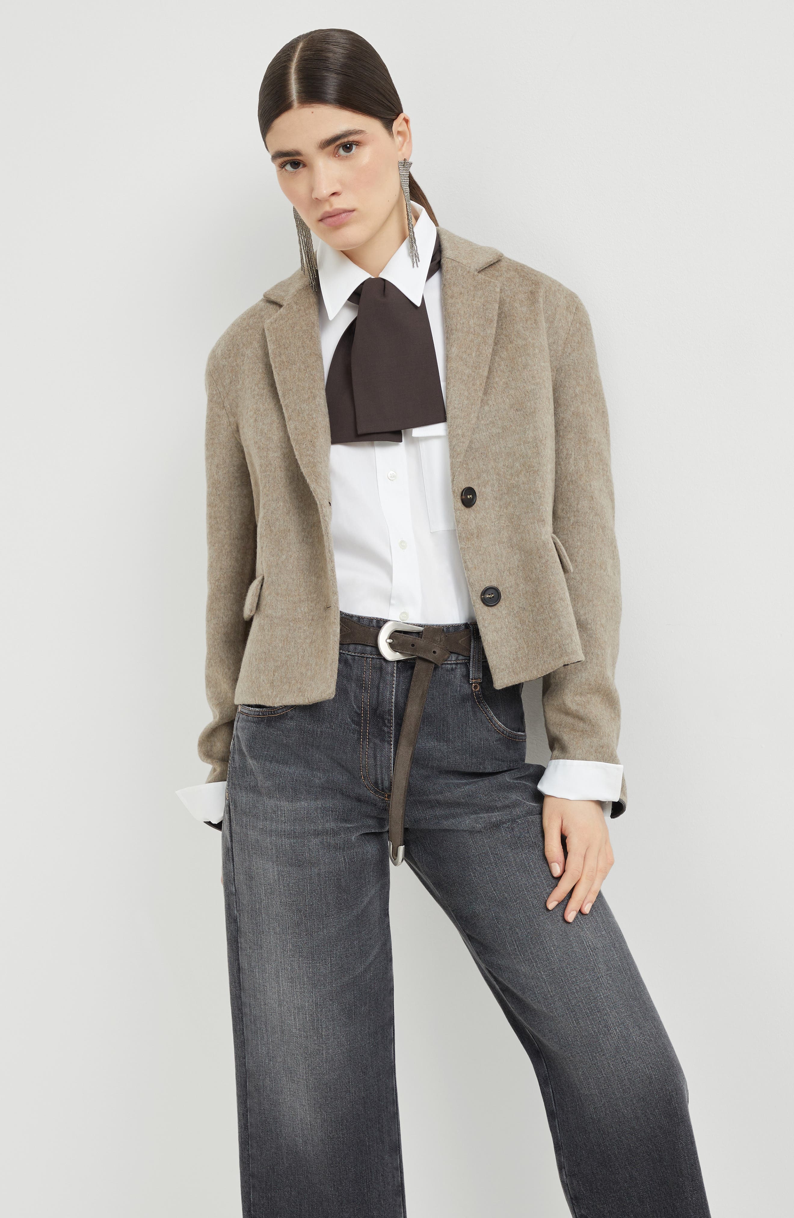 Brunello Cucinelli Hand-crafted cropped blazer in Rope at Nordstrom - 5