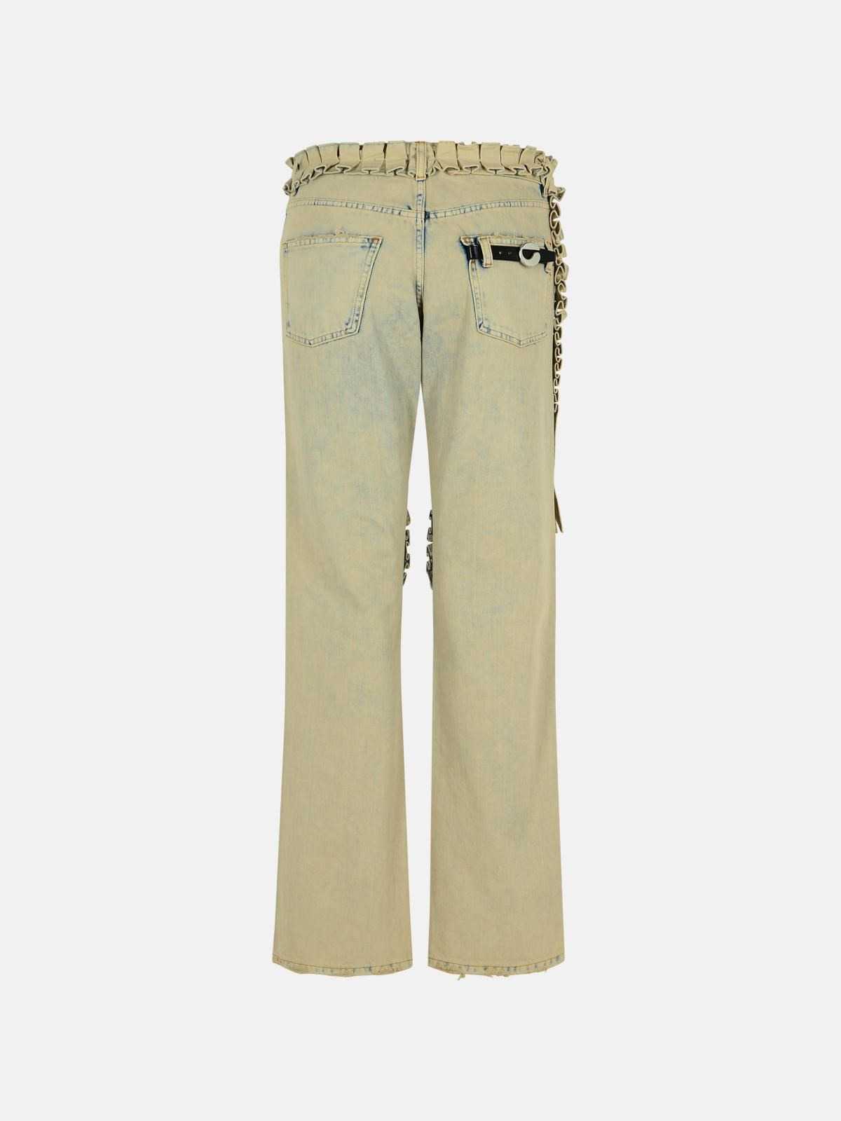 'RUFFLED' GREY COTTON JEANS - 3