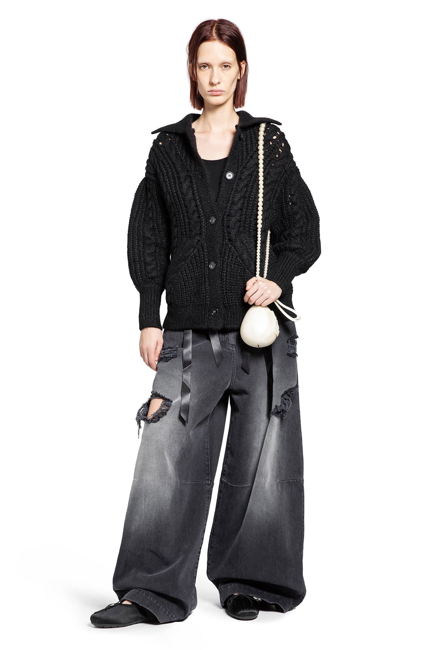 Distressed Wide Leg Puddle Jeans - 6