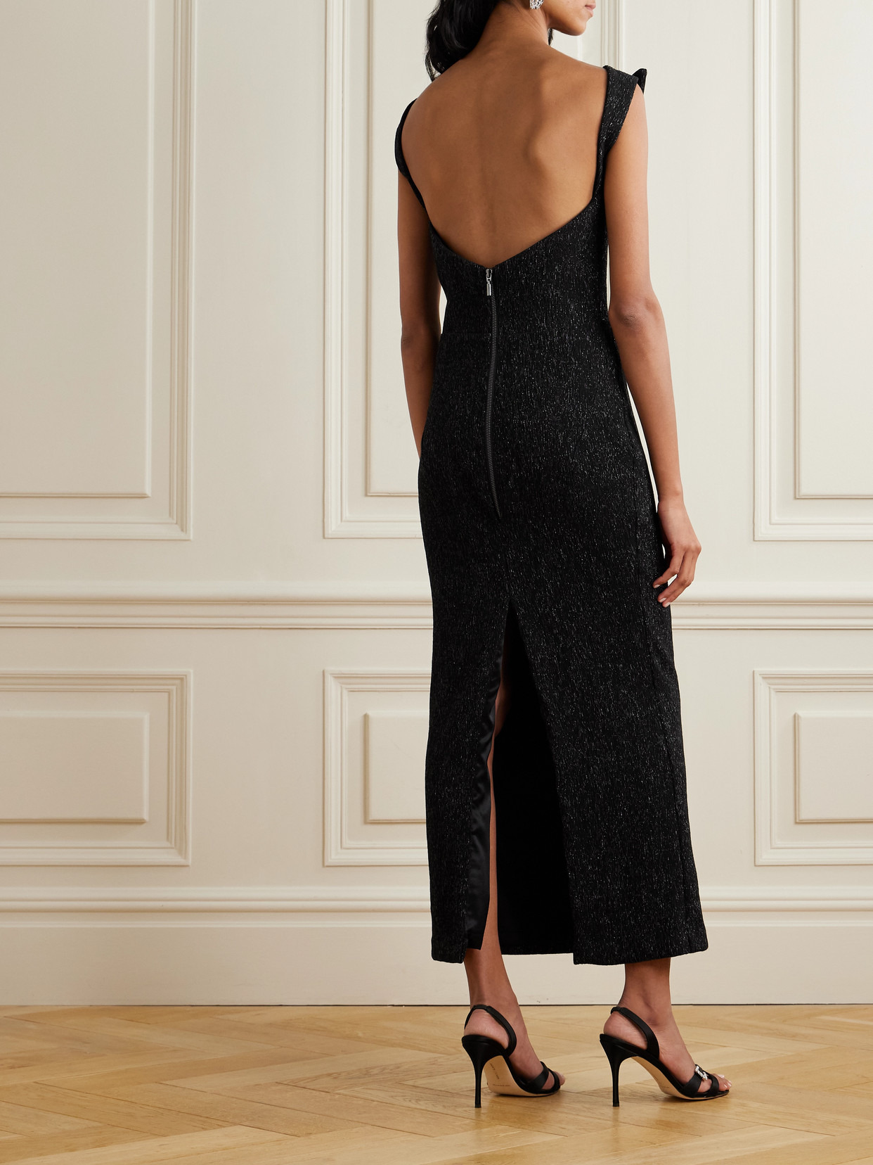 Singular Open-back Metallic Stretch-knit Gown - 3