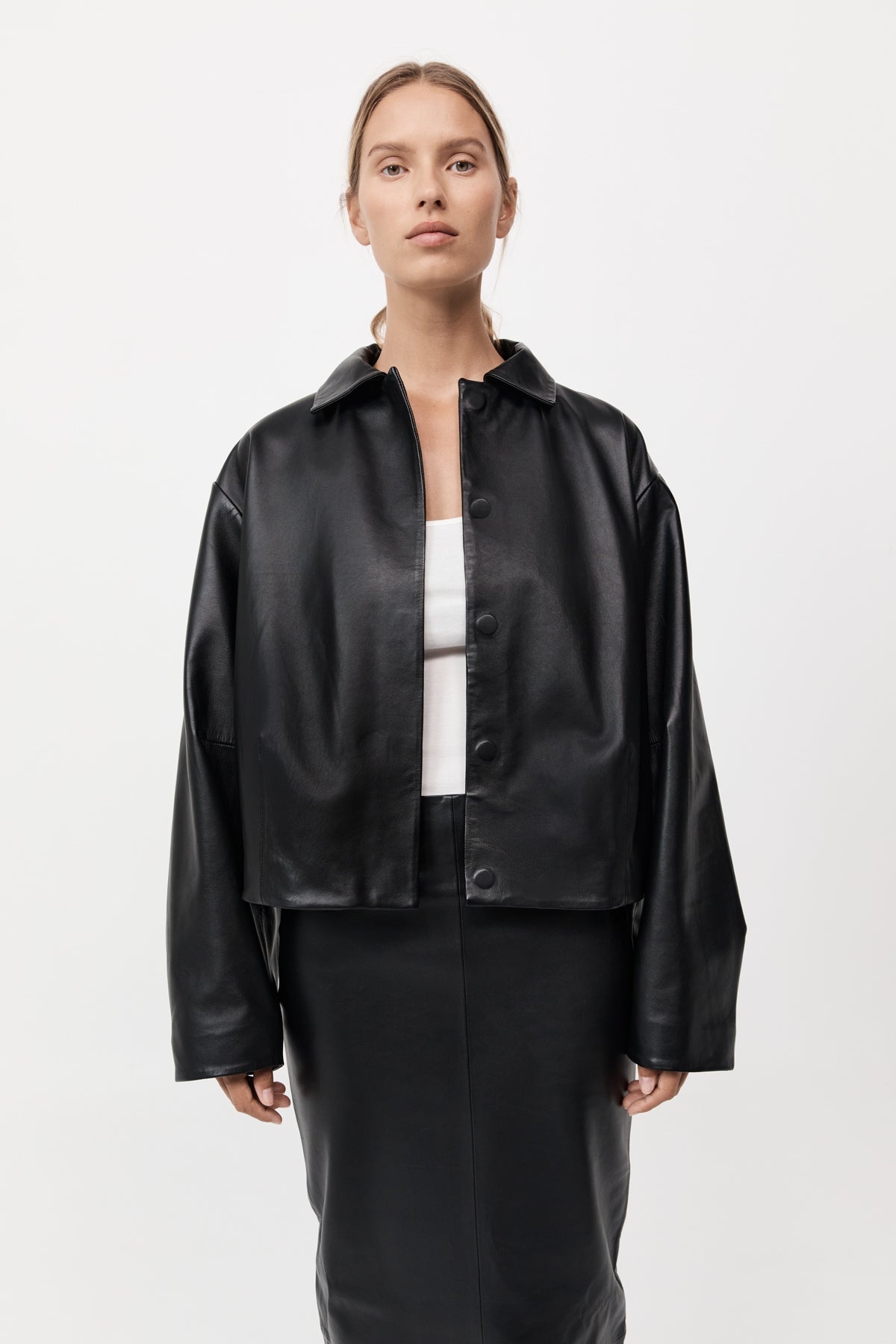 Cocoon Leather Jacket - Black - 2