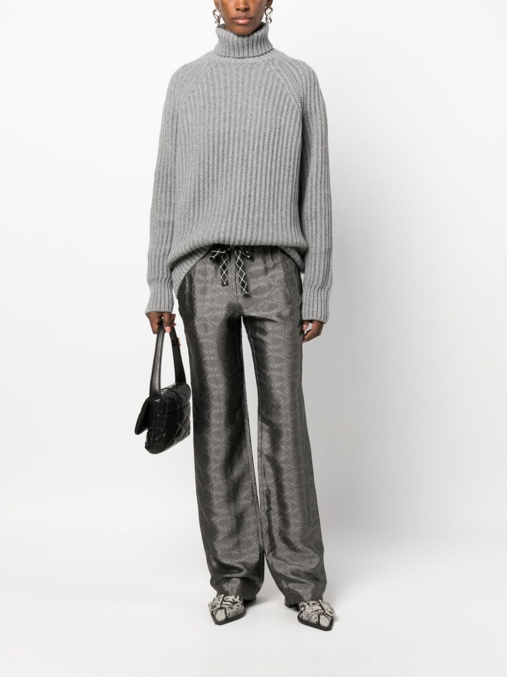 Pomy patterned-jacquard flared trousers - 2