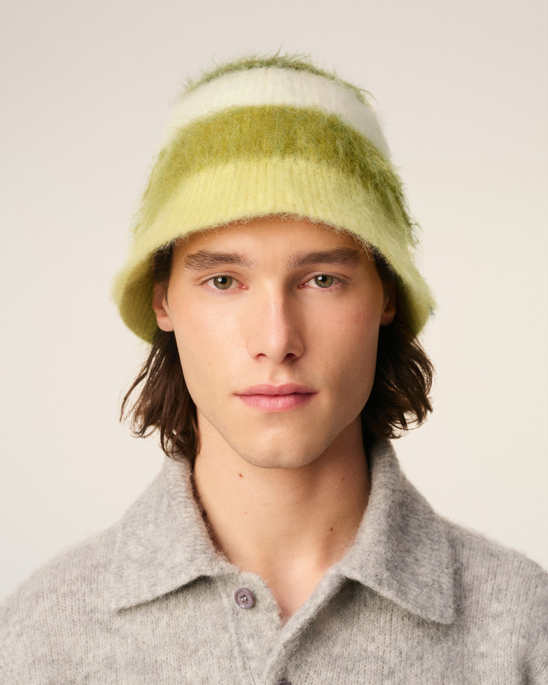 AMI Paris GREEN MOHAIR STRIPED AMI BUCKET HAT outlook
