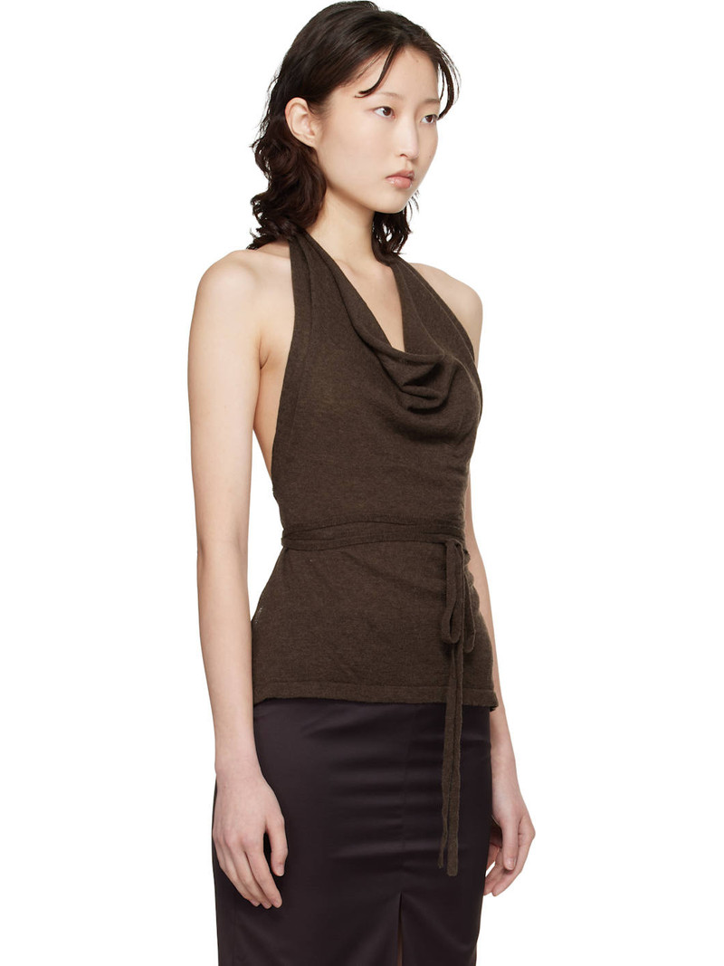 Brown Merino Wool Tie Top 2