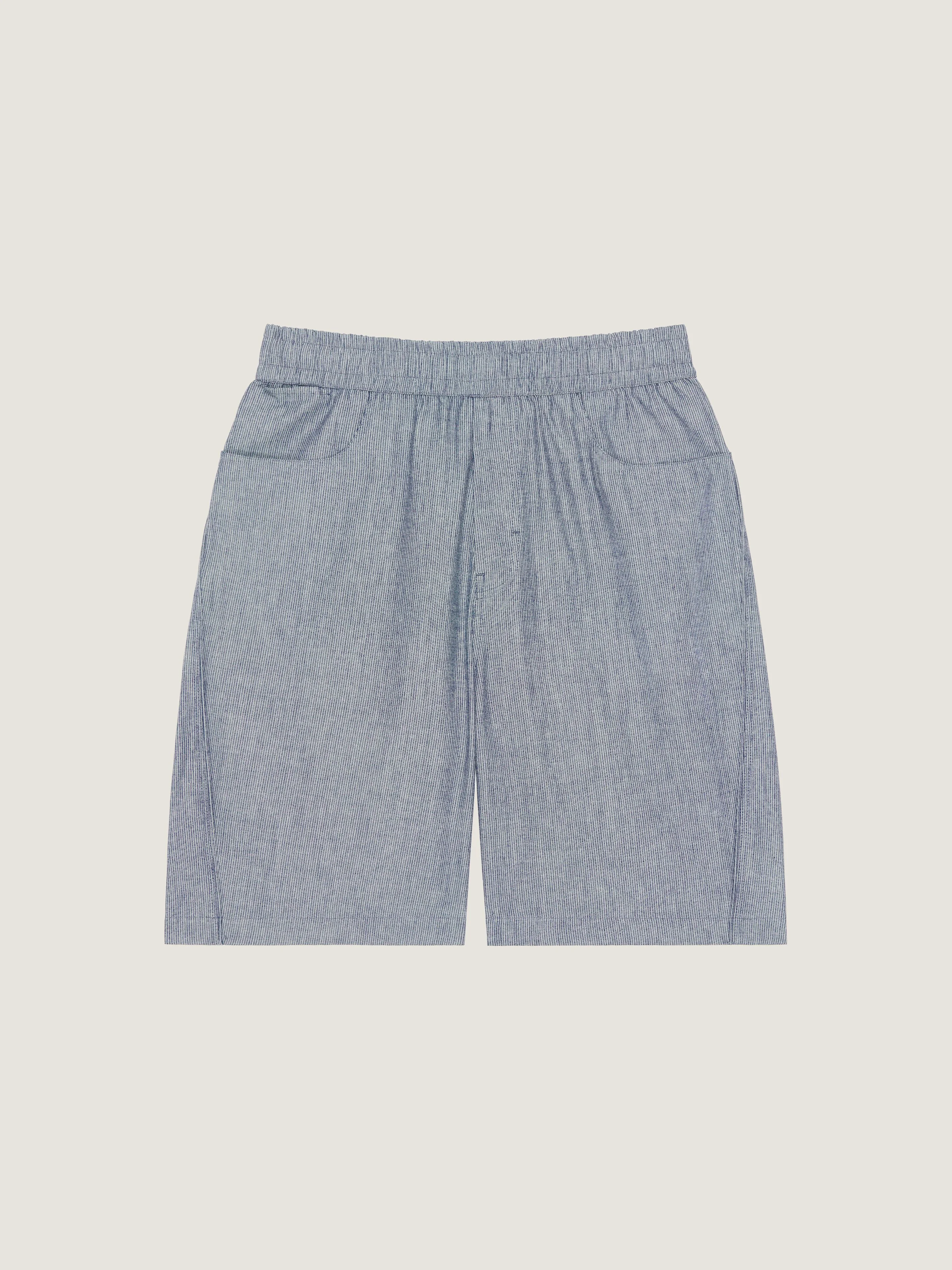 COUTURE SEAM STRIPED BERMUDA SHORTS IN COTTON - 1