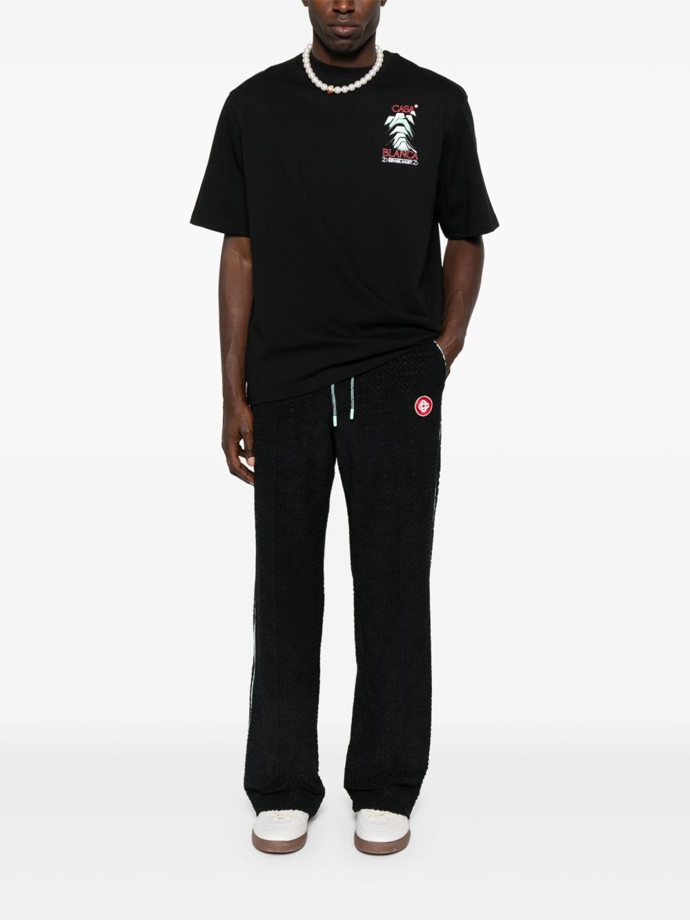 embroidered-logo straight-leg trousers - 2