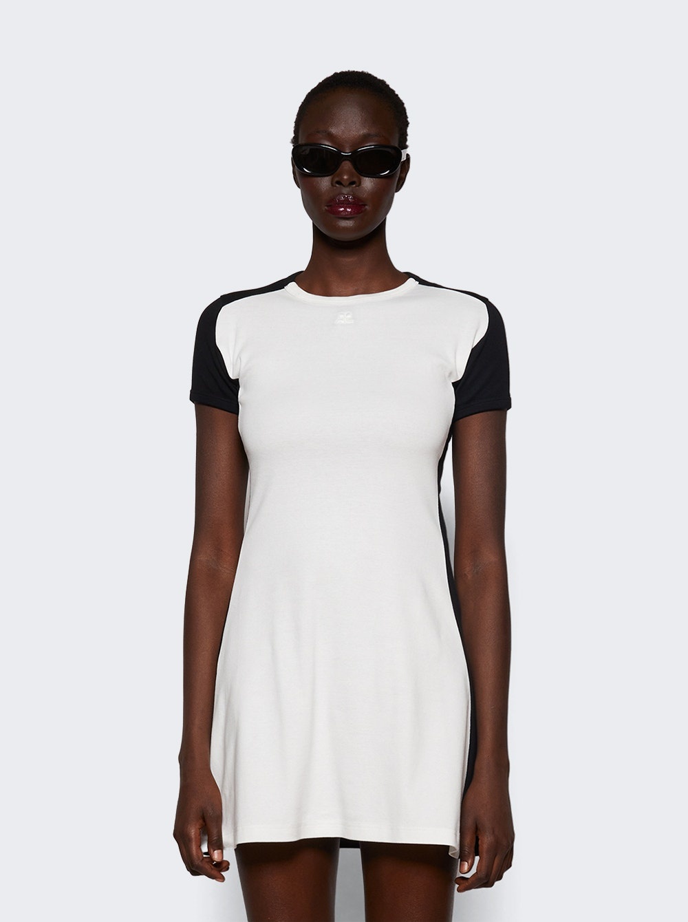 Contrast Frame Mini Dress Heritage White And Black - 3