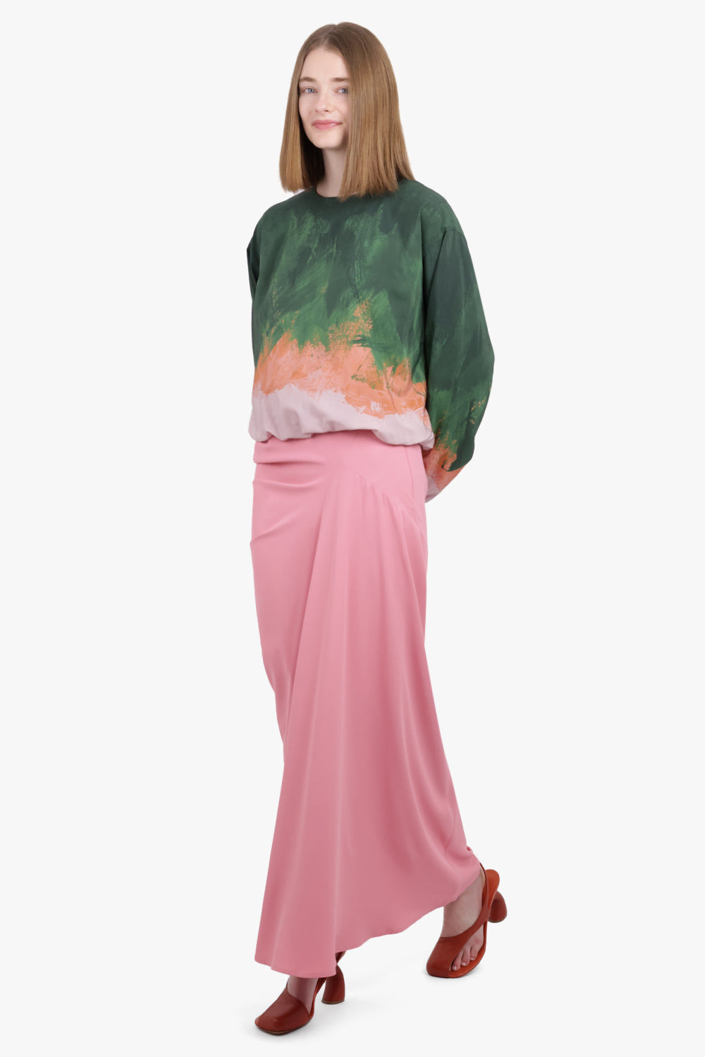 SAREN ASYMMETRIC RUCHED MAXI SKIRT | PINK - 2