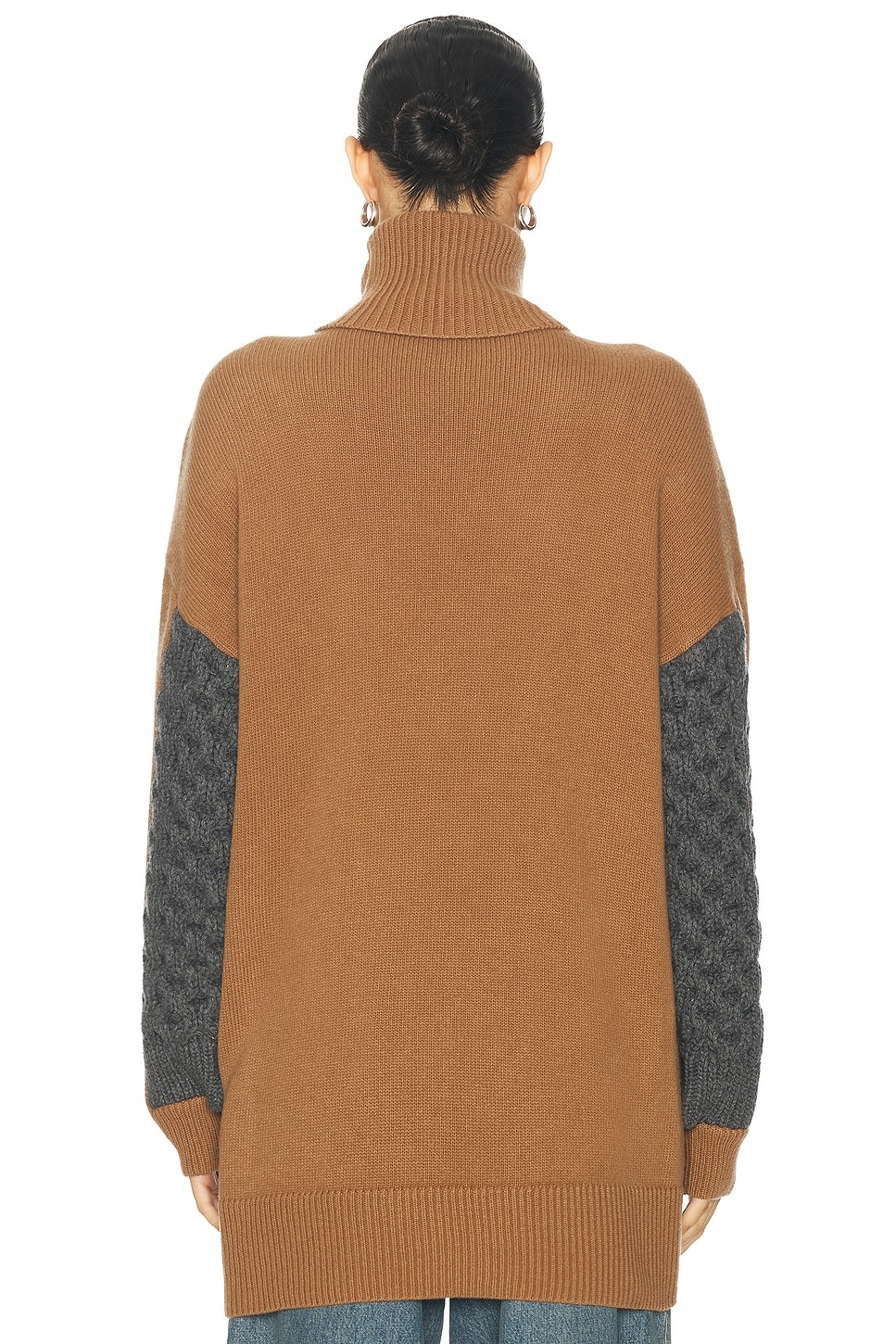 Oversized Paneled Cable Turtleneck Sweater - 3
