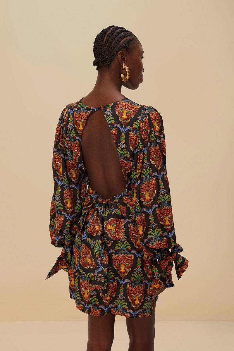 Black Boho Panther Lenzing™ Ecovero™ Viscose Mini Dress 3