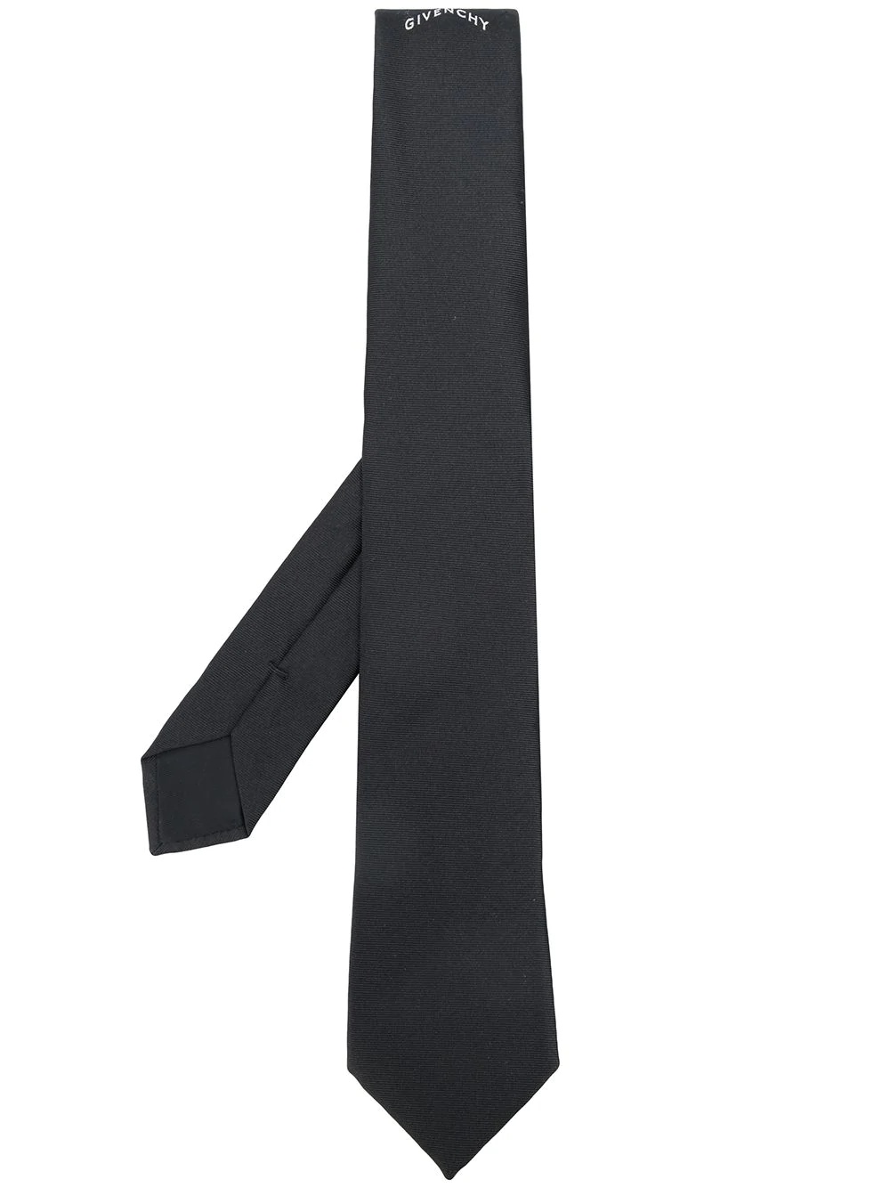 embroidered-logo silk tie - 1