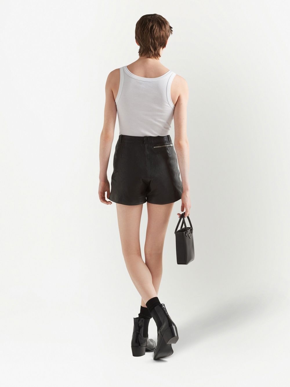 double-zip leather shorts - 3