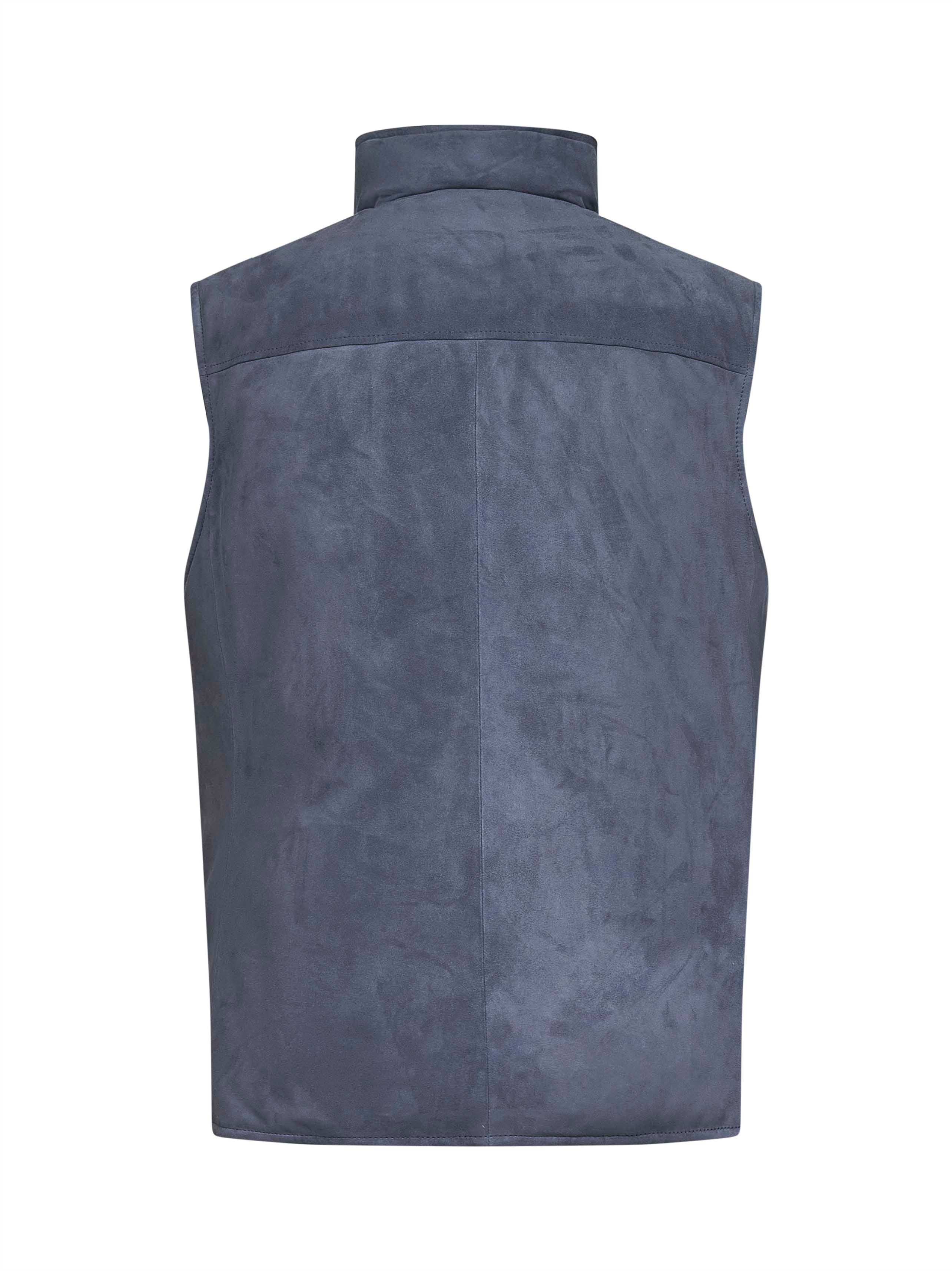Light blue suede sleeveless down jacket - 2