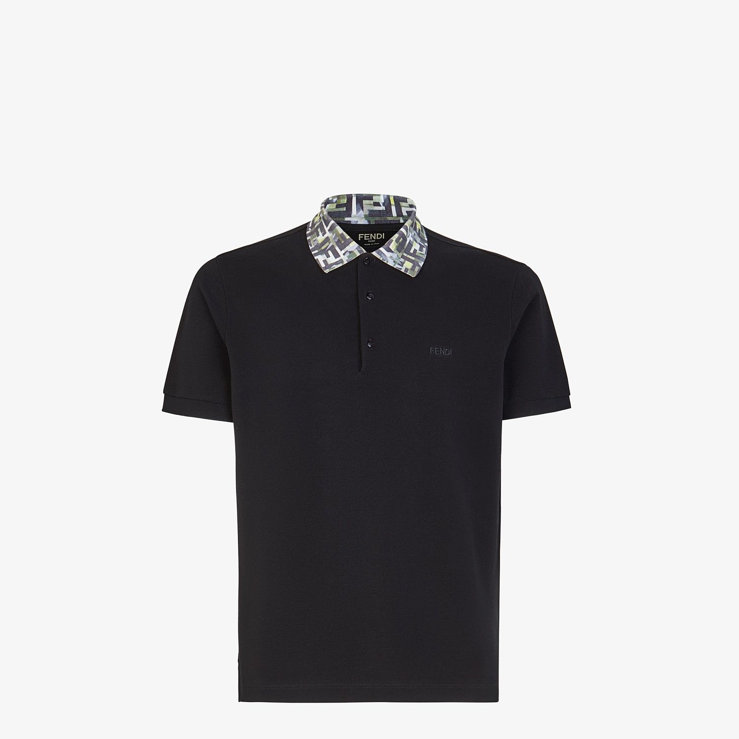 Black cotton polo shirt - 1