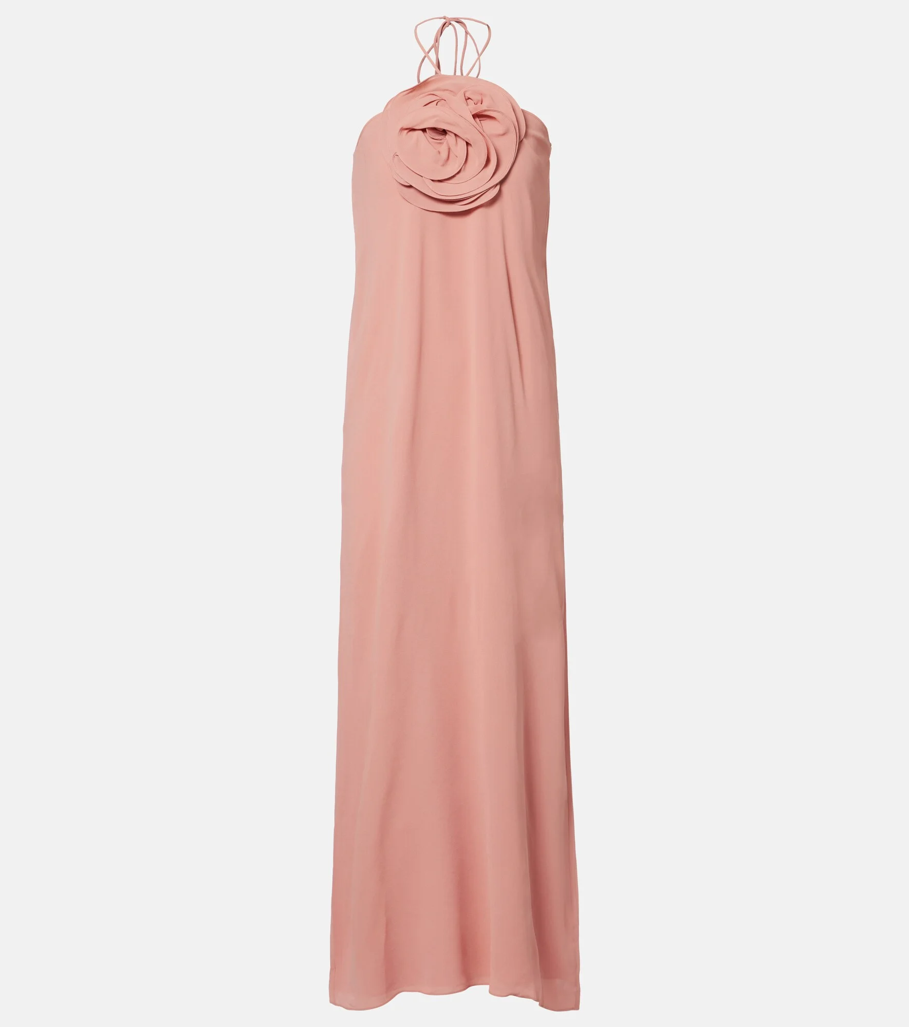 Floral-appliqué halterneck maxi dress - 1